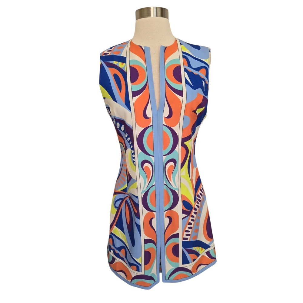Zara Retro Mod Print Mini Dress Size Small Bright Bold